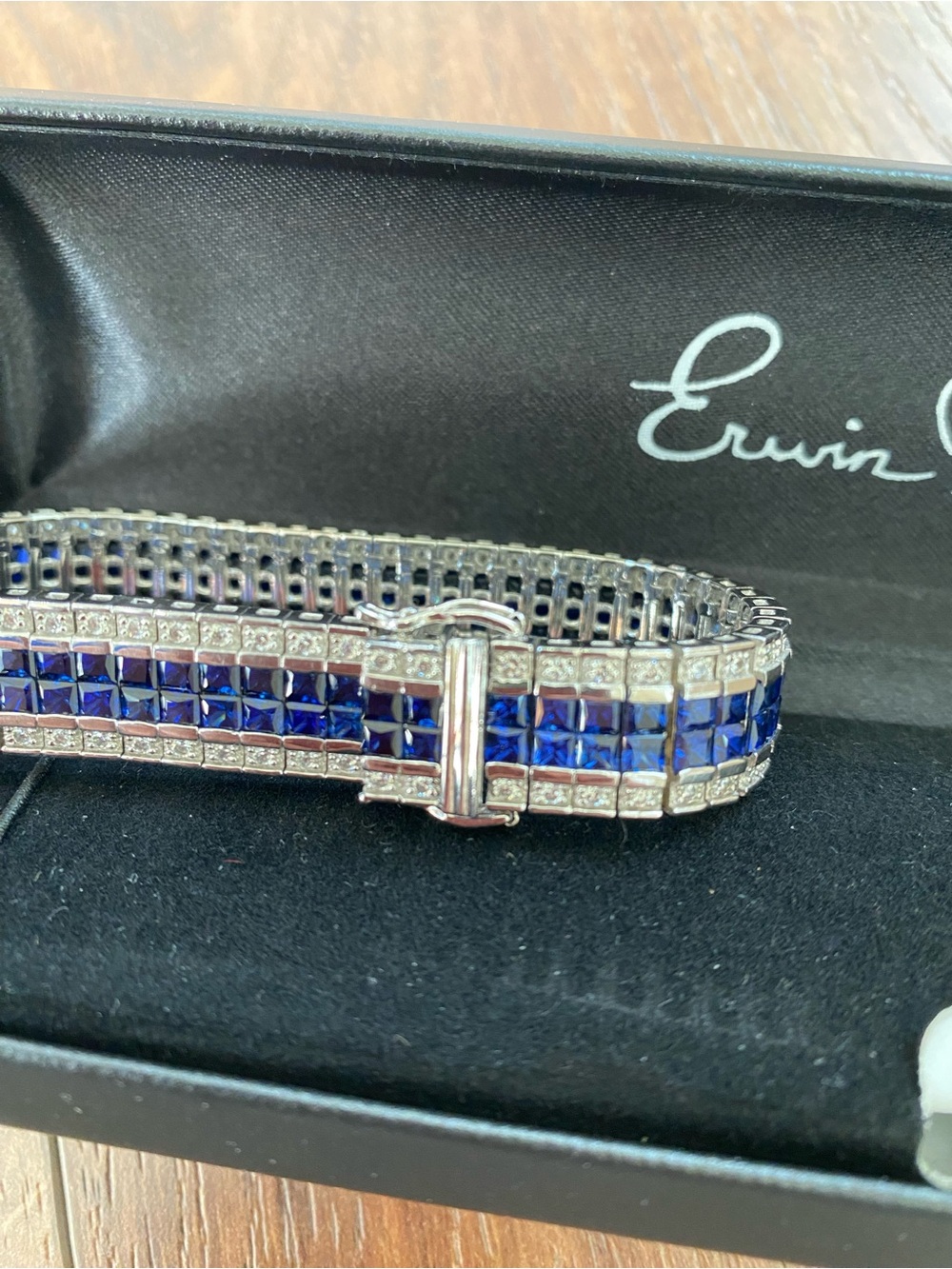 Blue and Silver Multi-Row Bracelet by Erwin Pearl - Picture 3 of 7